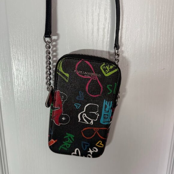 Karl Lagerfeld Scooter Crossbody Bag – Black Multicolor Print - Picture 5 of 8